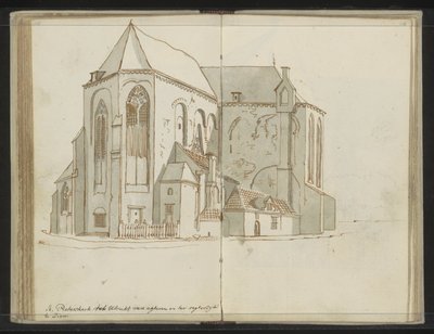 A Pieterskerk jobb oldala és hátulja Utrechtben alkotó: Johannes Huibert Prins