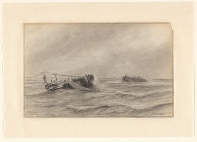 Halászhajók a tengeren alkotó: Johannes Huygens (signed by artist)