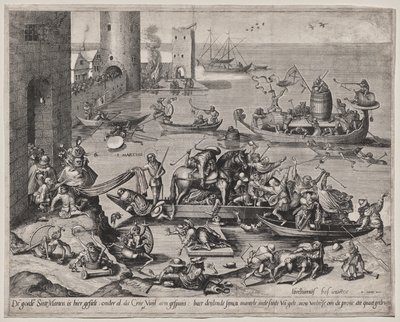 Szent Márton a lovával egy hajón alkotó: Johannes I van Doetecum (d. 1605)