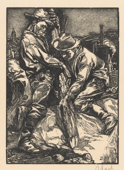 Cölöpmunkával foglalkozó építőmunkások alkotó: Johannes Josephus Aarts (signed by artist)
