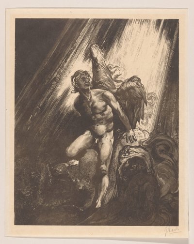 Bukott angyal egy sziklának dőlve alkotó: Johannes Josephus Aarts (signed by artist)