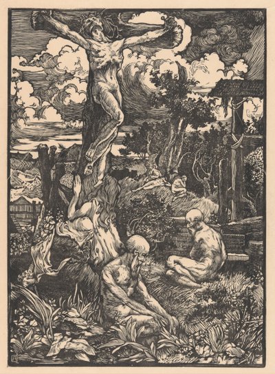 Megfeszített ember dombos tájon alkotó: Johannes Josephus Aarts