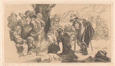 Férfiak, nők és gyerekek egy fa mellett alkotó: Johannes Josephus Aarts