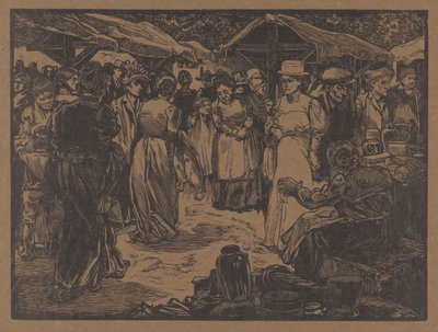 Piaci jelenet férfiakkal és nőkkel alkotó: Johannes Josephus Aarts