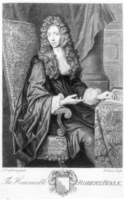 A tisztelt Robert Boyle (1627-91) B. Baron metszete alkotó: Johannes Kerseboom