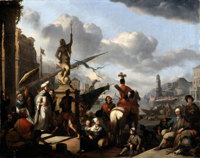 Egy olasz tengeri kikötő alkotó: Johannes Lingelbach