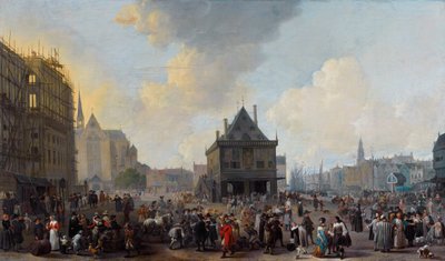 Holland: A Gát tér északról nézve, az épülő új városházával alkotó: Johannes Lingelbach