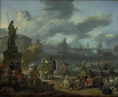 Déli kikötő sziklák között alkotó: Johannes Lingelbach