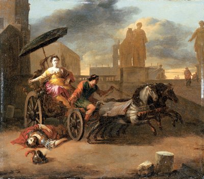 Servius Tullius halála Tulliával a szekerén alkotó: Johannes Lingelbach