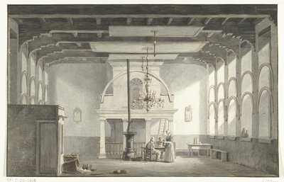 A dordrechti Kloveniersdoelen csarnoka, ahol 1618-1619 között tartották a Nemzeti Zsinatot, 1836 alkotó: Johannes Rutten (signed by artist)