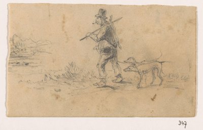 Vadász kutyákkal és nyúllal a hátán alkotó: Johannes Tavenraat (signed by artist)