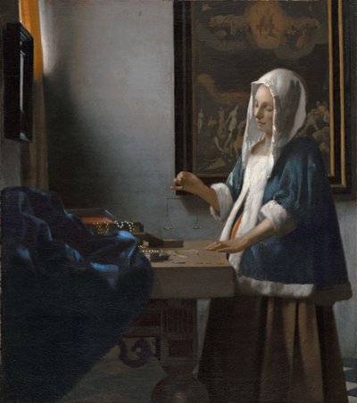 Egyensúlyt tartó nő alkotó: Johannes Vermeer