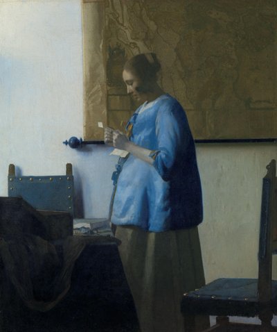 Kék ruhás nő egy levelet olvas Nő levelet olvas alkotó: Johannes Vermeer