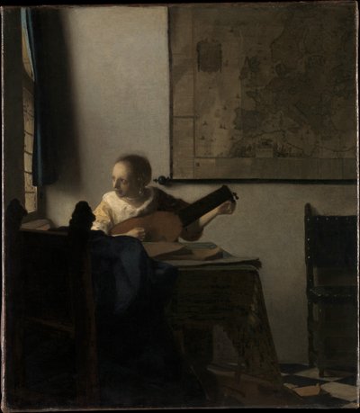 Junge Frau mit Laute alkotó: Johannes Vermeer