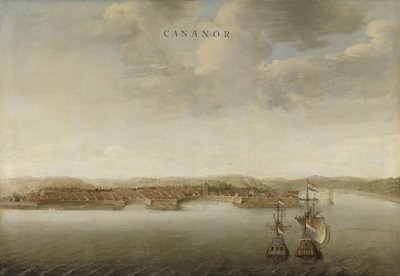 Cannanore kilátása a Malabar-parton Indiában, 1662-3 alkotó: Johannes Vinckeboons