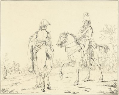 Két francia lovas katona lovon alkotó: Johannes Vinkeles