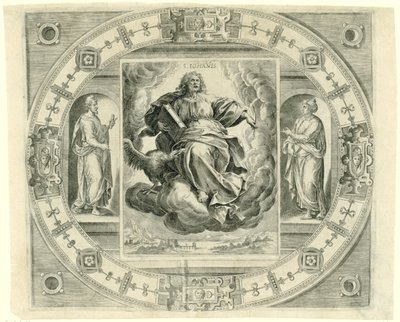 János evangélista S. Iohañis (cím a tárgyon) A négy evangélista (sorozat címe) alkotó: Johannes Wierix (rejected attribution)