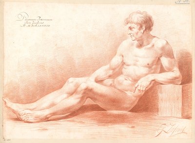 Ülő férfi akt, oldalról nézve (1. díj 1789) alkotó: Johannes Ziesenis
