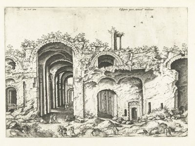 Harmadik nézet Diocletianus fürdőjéről Római romok, 1561 (sorozat címe) alkotó: Johannes of Lucas van Doetechum (attributed to)