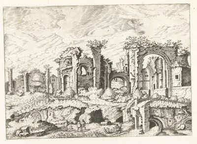 Negyedik kilátás a Palatinus-hegy romjaira Római romok, 1561 (sorozat címe) alkotó: Johannes of Lucas van Doetechum (attributed to)