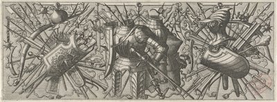 Fries met twee kurassen Panoplia sev armamentarium… (sorozat címe) alkotó: Johannes of Lucas van Doetechum