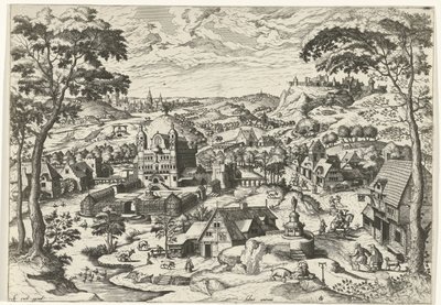 Táj Szent Antal Salve Antoni (cím a tárgyon) Tájak keresztény történetekkel (sorozat címe) alkotó: Johannes of Lucas van Doetechum