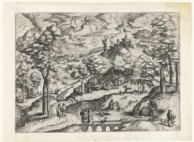 Táj Krisztus keresztségével Tájak keresztény történetekkel (sorozat címe) alkotó: Johannes of Lucas van Doetechum