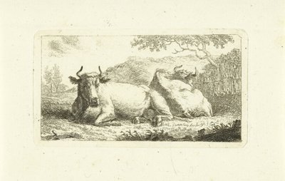 Két fekvő tehén alkotó: Johannes van Cuylenburgh