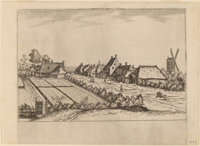 Fields és egy faluút a postamalóval alkotó: Johannes van Doetechum, the Elder and Lucas