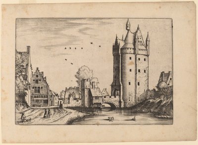 Városkapu vidéki házakkal alkotó: Johannes van Doetechum, the Elder and Lucas