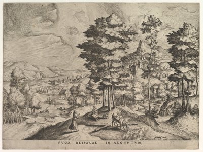 Repülés Egyiptomba Az istennő menekülése Egyiptomba a Nagy tájakról, kb. 1555-56. alkotó: Johannes van Doetecum I
