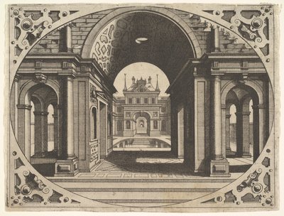 Lemez a Varie Architecture-től, kb. 1560. alkotó: Johannes van Doetecum I