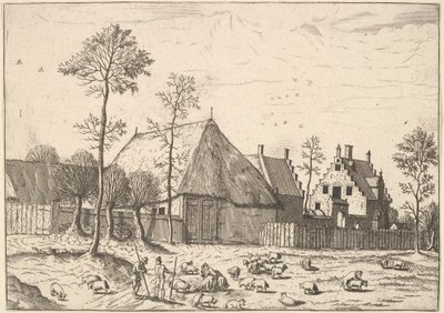 Bódé kunyhóval, A kis tájakból, 1559-61. alkotó: Johannes van Doetecum I