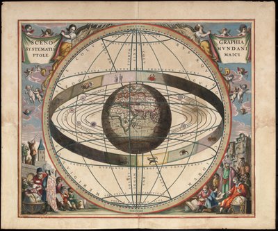 A ptolemaioszi kozmográfia szcenográfiája Andreas Cellarius Harmonia Macrocosmica c. 1660 alkotó: Johannes van Loon