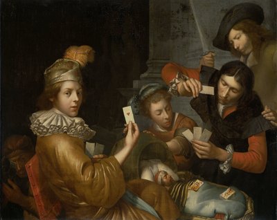 A kártyajáték a bölcsőn: allegória alkotó: Johannes van Wijckersloot (attributed to)