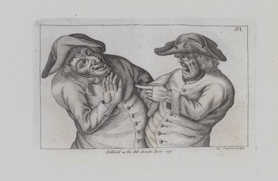 Ein wütender Mann mit ausgestrecktem Finger (Gravur) von John  Collier