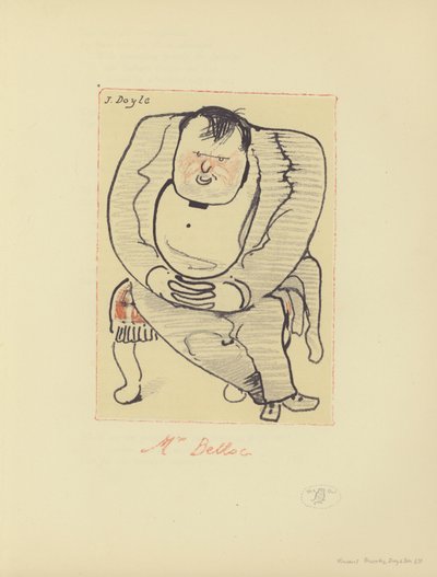 Hilaire Belloc angol-francia író és történész karikatúrája (színes litho) alkotó: John  Doyle