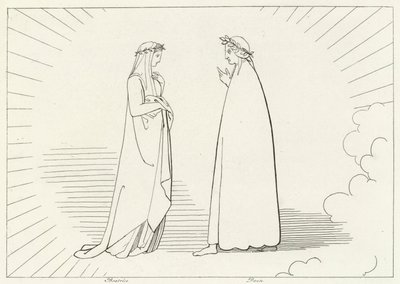 Beatrice és Dante, Paradicsom, 7. ének (metszet) alkotó: John (after) Flaxman