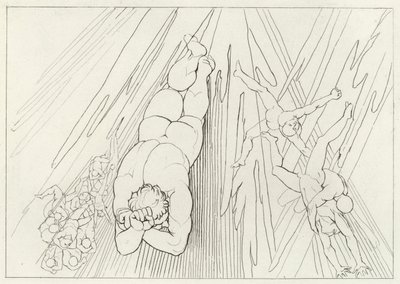 Lucifer, Purgatórium, 12. ének (metszet) alkotó: John (after) Flaxman