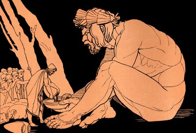 Odüsszeusz bort ad Poliphemosznak, Az Odüsszeia (nyomtatás) alkotó: John (after) Flaxman