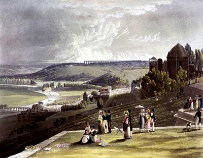 St. Germain, a "Nézetek a Szajnáról" című művéből, Daniel Havell (1785-1826) metszetében, R. Ackermann (1764-1834) kiadásában, 1821 (színes litó) alkotó: John (after) Gendall