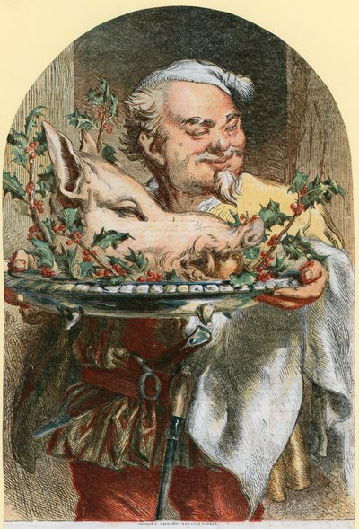 A vadkan fejének behozatala (színes metszet) alkotó: John (after) Gilbert