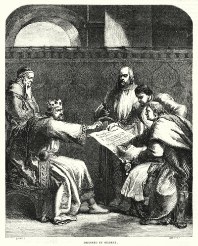 János király megtagadta a Magna Charta aláírását Oxfordban, 1215-ben (metszet) alkotó: John (after) Gilbert