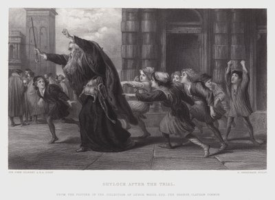 Shylock a tárgyalás után (metszet) alkotó: John (after) Gilbert