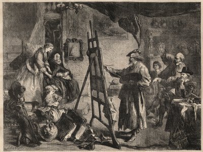 REMBRANDT STÚDIÓ - metszet J. Gilbert festménye után - l
