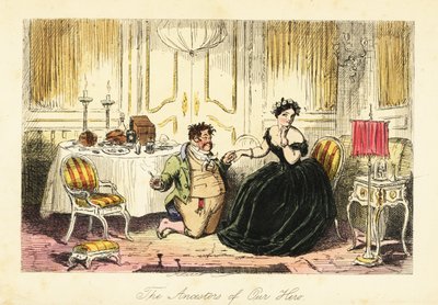 Angol úriember udvarol egy fiatal hölgynek egy fogadó éttermében alkotó: John (after) Leech