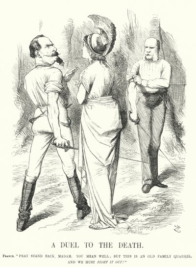 Punch rajzfilm: Párbaj a halálig – a francia-porosz háború (metszet) alkotó: John (after) Tenniel
