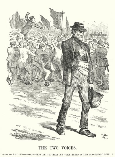 Punch rajzfilm: The Two Voices – munkanélküliség és társadalmi nyugtalanság a viktoriánus Nagy-Britanniában (metszet) alkotó: John (after) Tenniel