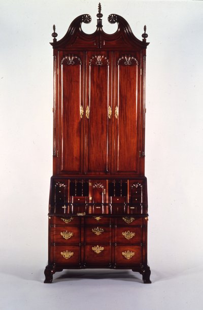 Nicholas Brown Chippendale tömbből készült íróasztal és könyvespolc, 1760-70 körül (mahagóni) alkotó: John (attr. to) Goddard