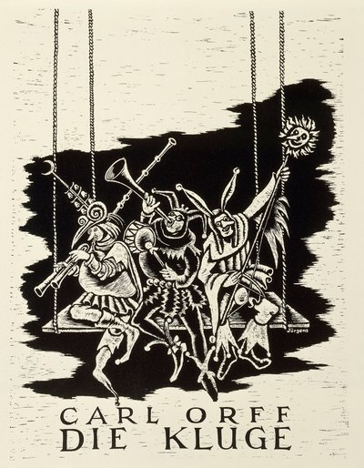 Németország, Diessen ammersee, Playbill Carl Orff (1895-1982) Die Kluge (A bölcs nő) premierjéhez Frankfurtban alkotó: Walter Charles Mills